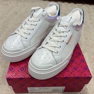 Brand New Never Worn Tory Burch White Leather LadyBug Sneakers Size 10